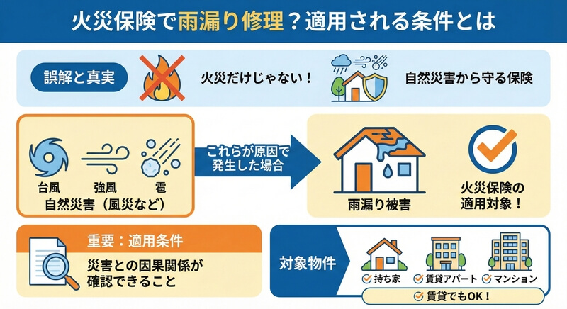 火災保険が雨漏り修理に適用される条件