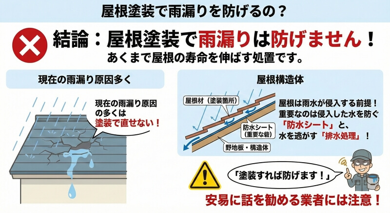 屋根塗装で雨漏りを防げるの？