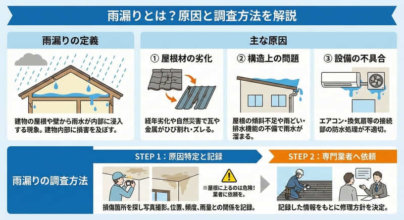 雨漏りとは？その原因を調査しよう