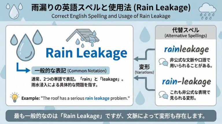 雨漏りの英語は!?スペル、発音、使用法について解説【2026年版】